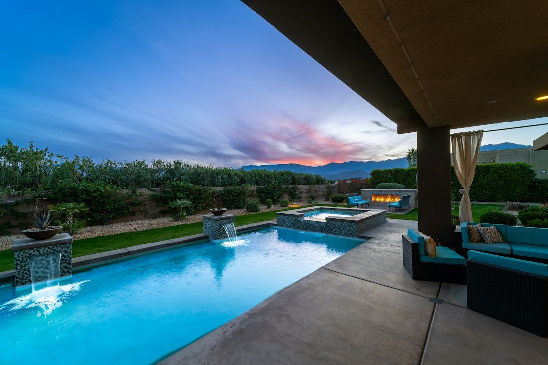 Backyard swimming pool and patio